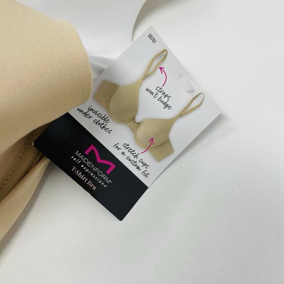 Maidenform Self Expressions Womens 38DD 2 Pack T-Shirt Bra 5701 Latte/White 336 - Picture 6 of 7